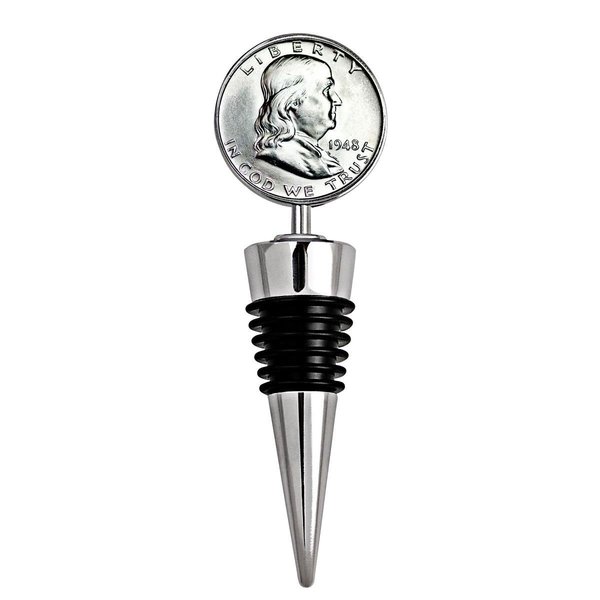 Upm Global 4 x 1.3 in. Silver Franklin Half Dollar Coin Wine Stopper 15206